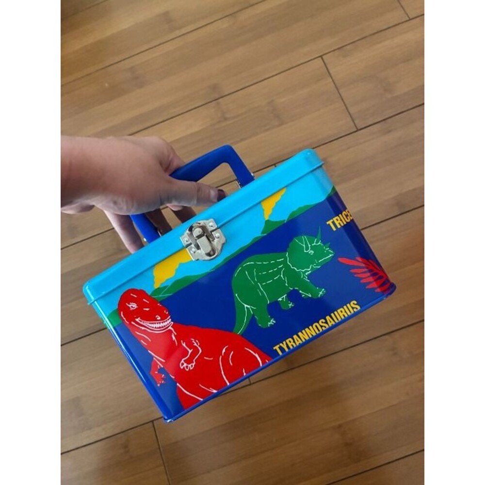 Sanrio Dinomighties Dinosaur Lunch Box Metal Box Vintage Retro 1980s